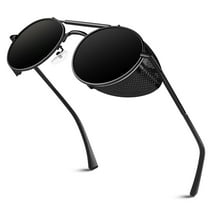Sunier Retro Round Polarized Steampunk Sunglasses Men Women Shield Goggles Shades