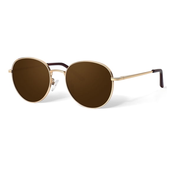 Sunier Round Polarized Trendy Sunglasses for Women Metal Frame Retro Shades