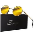 thumbnail image 1 of Sunier Round Sunglasses Retro 70s Polarized Hippie Lennon Metal Frame Men Women, 1 of 8