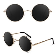Round Sunglasses Retro 70s Polarized Hippie Lennon Metal Frame Men Women