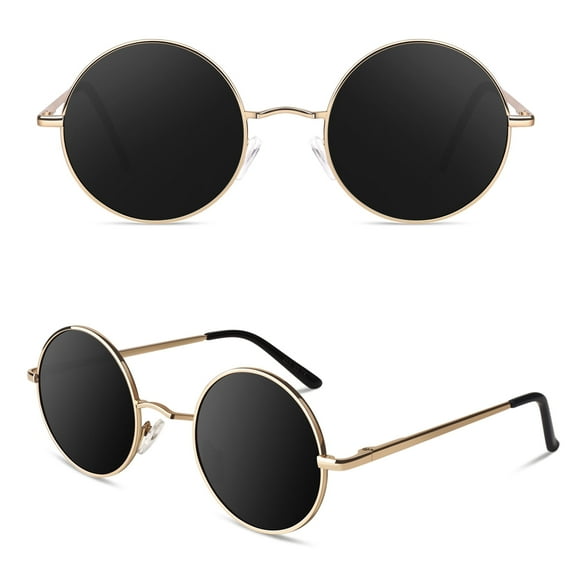 Sunier Round Sunglasses Retro 70s Polarized Hippie Lennon Metal Frame Men Women