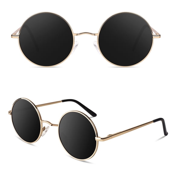 Sunier Round Sunglasses Retro 70s Polarized Hippie Lennon Metal Frame Men Women