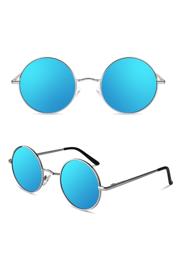 Round Sunglasses Retro 70s Polarized Hippie Lennon Metal Frame Men Women