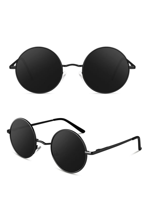 Round Sunglasses Retro 70s Polarized Hippie Lennon Metal Frame Men Women