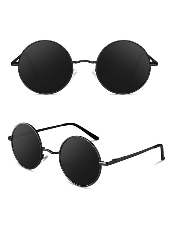 Round Sunglasses Retro 70s Polarized Hippie Lennon Metal Frame Men Women
