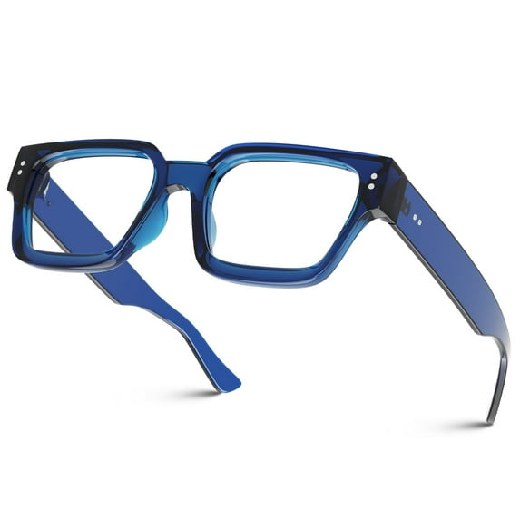 Sunier Square Thick Frame Non-Prescription Clear Lens Glasses for Women, Trendy Eyeglasses, UV400 Protection