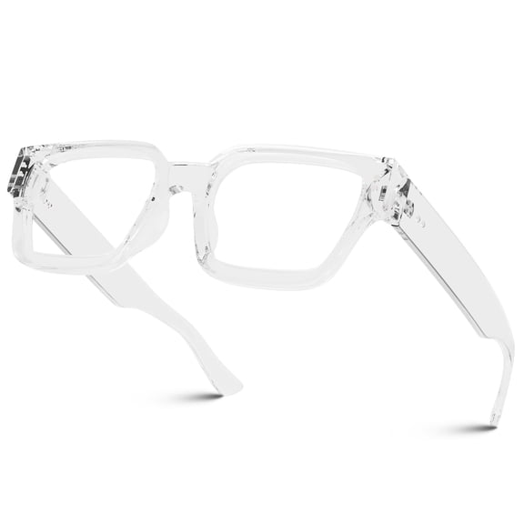 Sunier Square Thick Frame Non-Prescription Clear Lens Glasses for Women, Trendy Eyeglasses, UV400 Protection