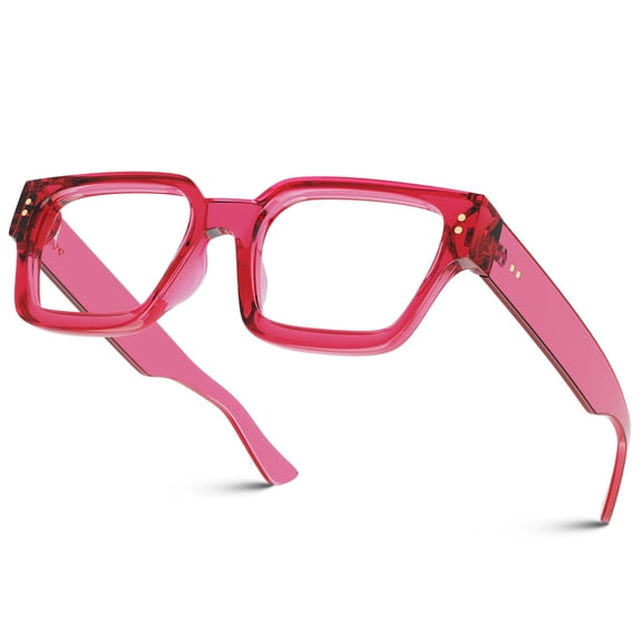 Sunier Square Thick Frame Non-Prescription Clear Lens Glasses for Women, Trendy Eyeglasses, UV400 Protection