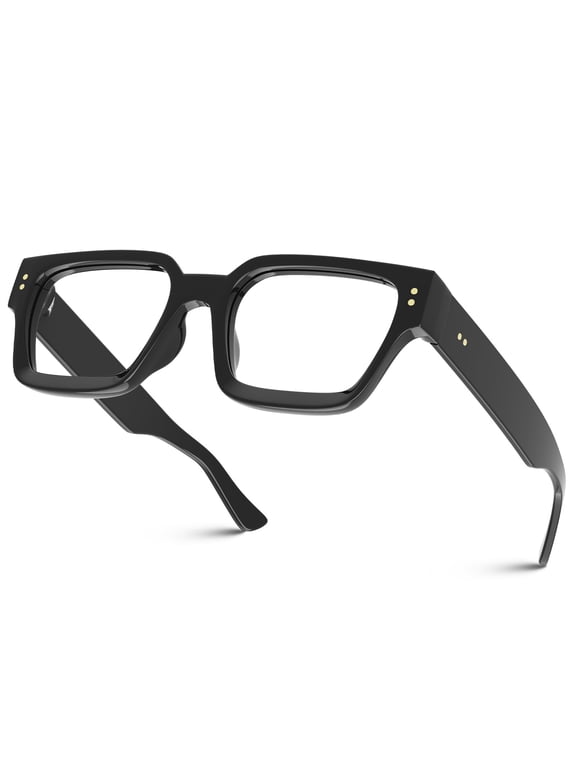 Non-Prescription Clear Lens Square Frame Glasses for Women, Thick Frame Fashion Eyeglasses UV400 Protection
