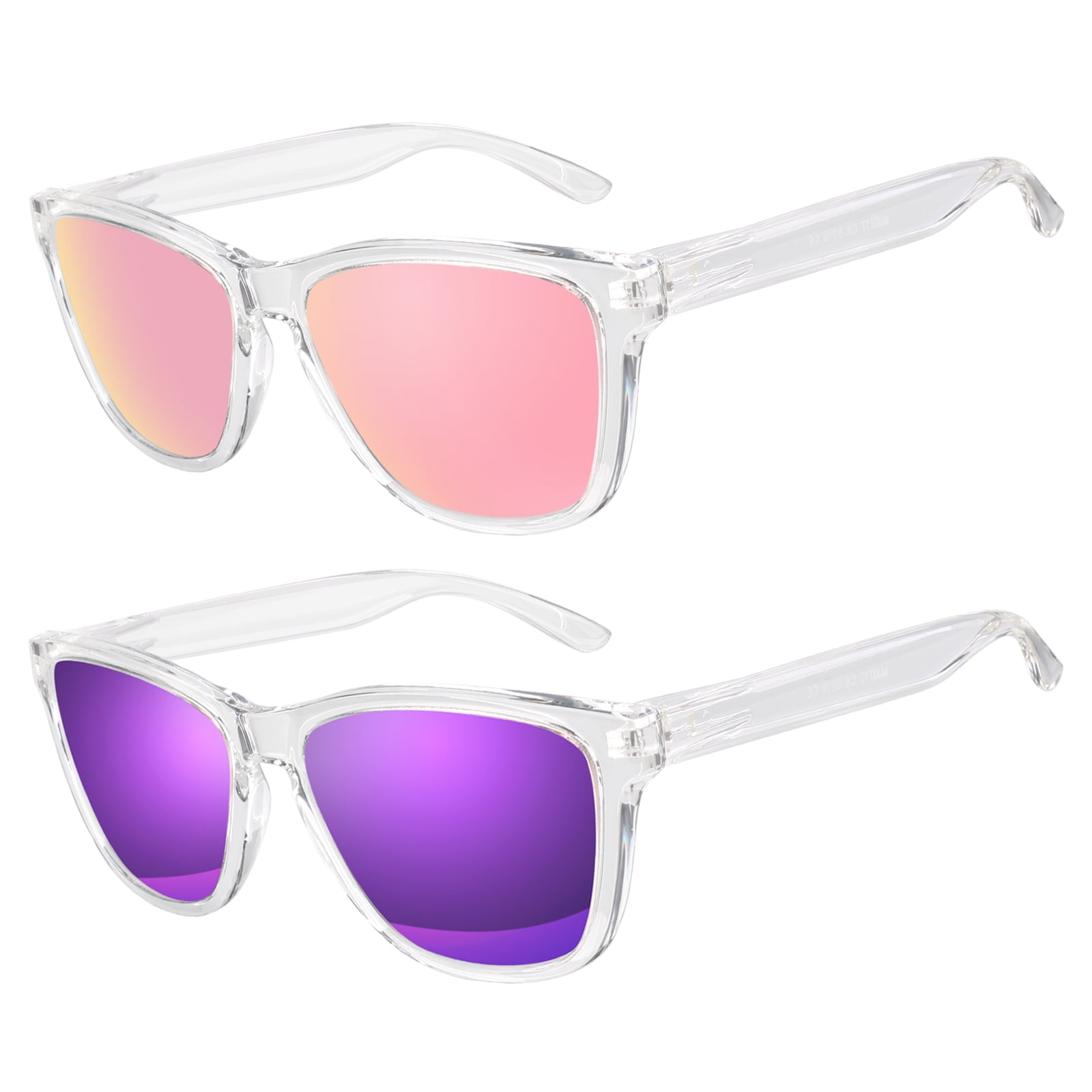 Vintage Polarized Women's Sunglasses Stylish Transparent Frame for Young Girls-2 Pairs