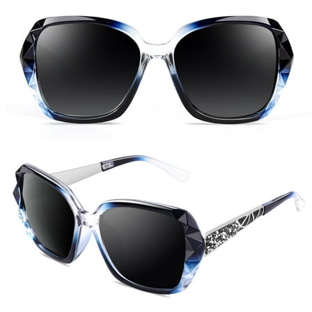 Sunier Women Polarized Square Oversized Sunglasses with Sparkly Rhinestone
