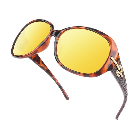 Sunier Women's Oversized Butterfly Crystal-Decorated Night Vision Glasses