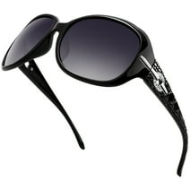Sunier Women's Oversized Butterfly Crystal-Decorated Polarized  Black Sunglasses for Women