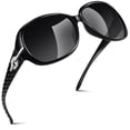 thumbnail image 1 of Sunier Oversized Sunglasses for Women Butterfly Style Black Polarized Sunglasses with Crystal Decor UV Protection, 1 of 11