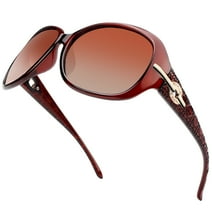 Sunier Women's Oversized Butterfly Crystal-Decorated Polarized Brown Sunglasses for Women