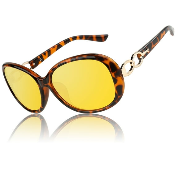 Sunier Women's Oversized Polarized Night Vision Glasses Butterfly Shades for Driving