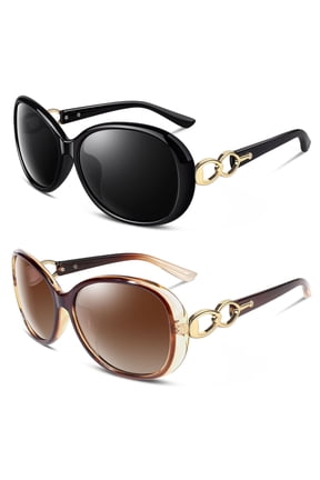 Women's Oversized Polarized Sunglasses Butterfly Shades for Driving-2 Pack