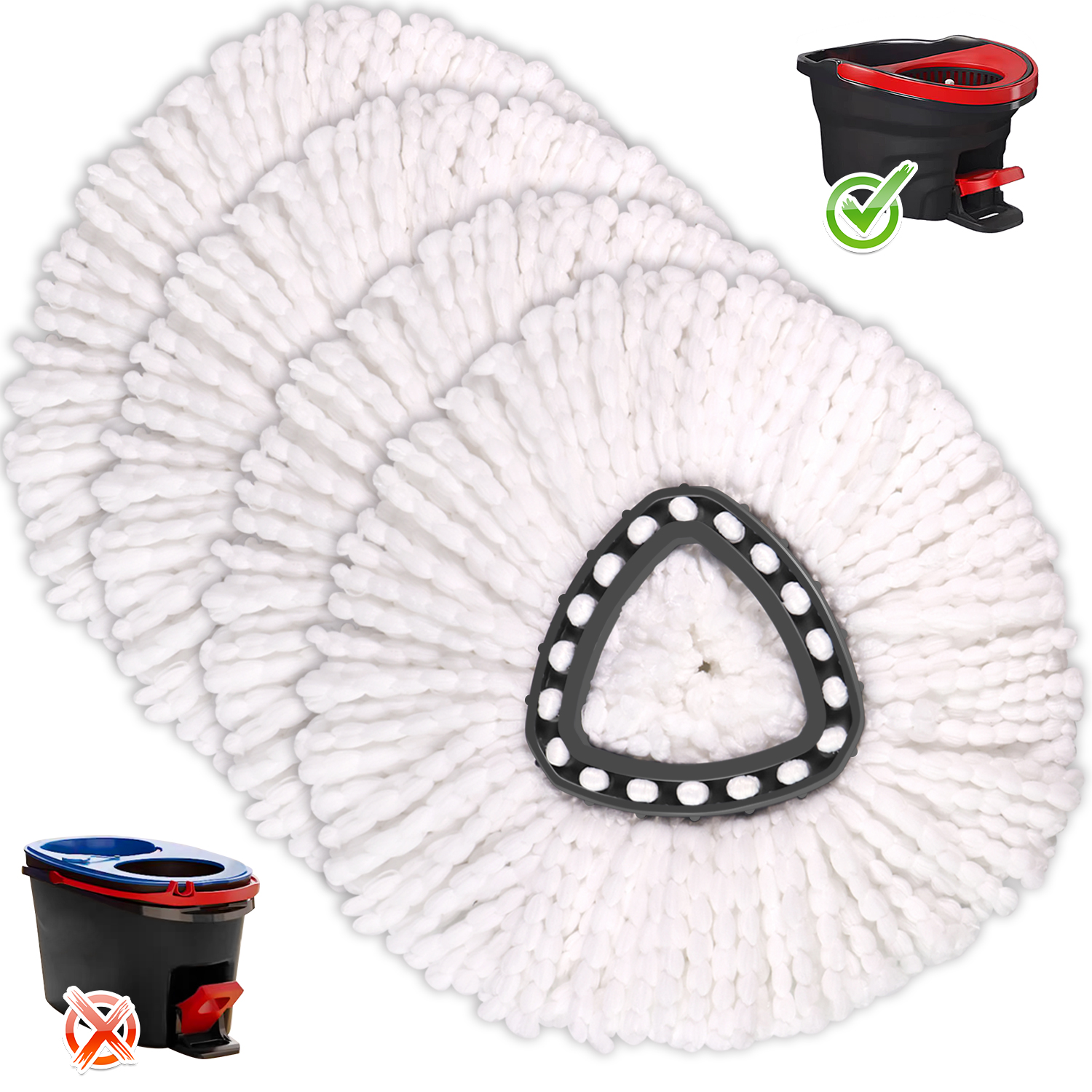 3 Pack Mop Replacement Heads Compatible with Spin Mop, Microfiber Spin ...