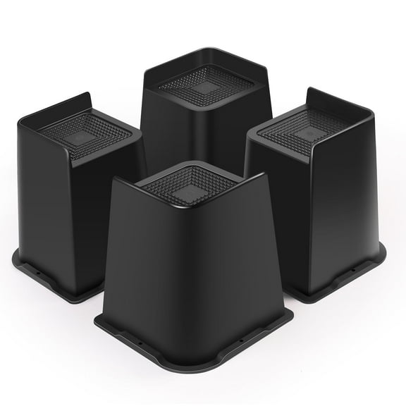 Sunifier 6" Heavy Duty Furniture Risers, L Shape Design, Supports 7000 lbs, 4 Pack, Black