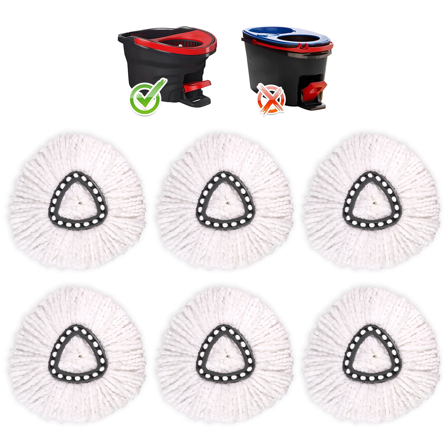 Sunifier 6 Pack Mop Replacement Heads Spin Mop with Ocedar Triangle