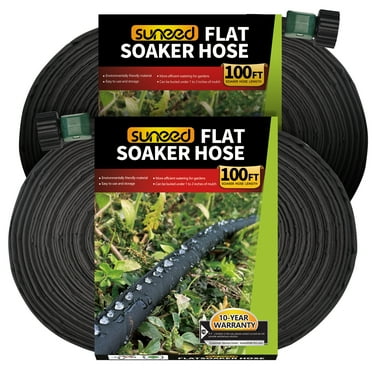 Sunifier Flat Soaker Hoses 100 ft 2 Pack for Garden ,Linkable Drip Irrigation Hose Save 80% Water,  Soaker Hose for Efficient & Effective Watering – Garden Hoses