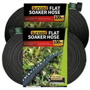 Sunifier Flat Soaker Hose, 100FT-2PACK, PE Material, 60 PSI, Efficient for Lawn, Yard, Snake Soak Design