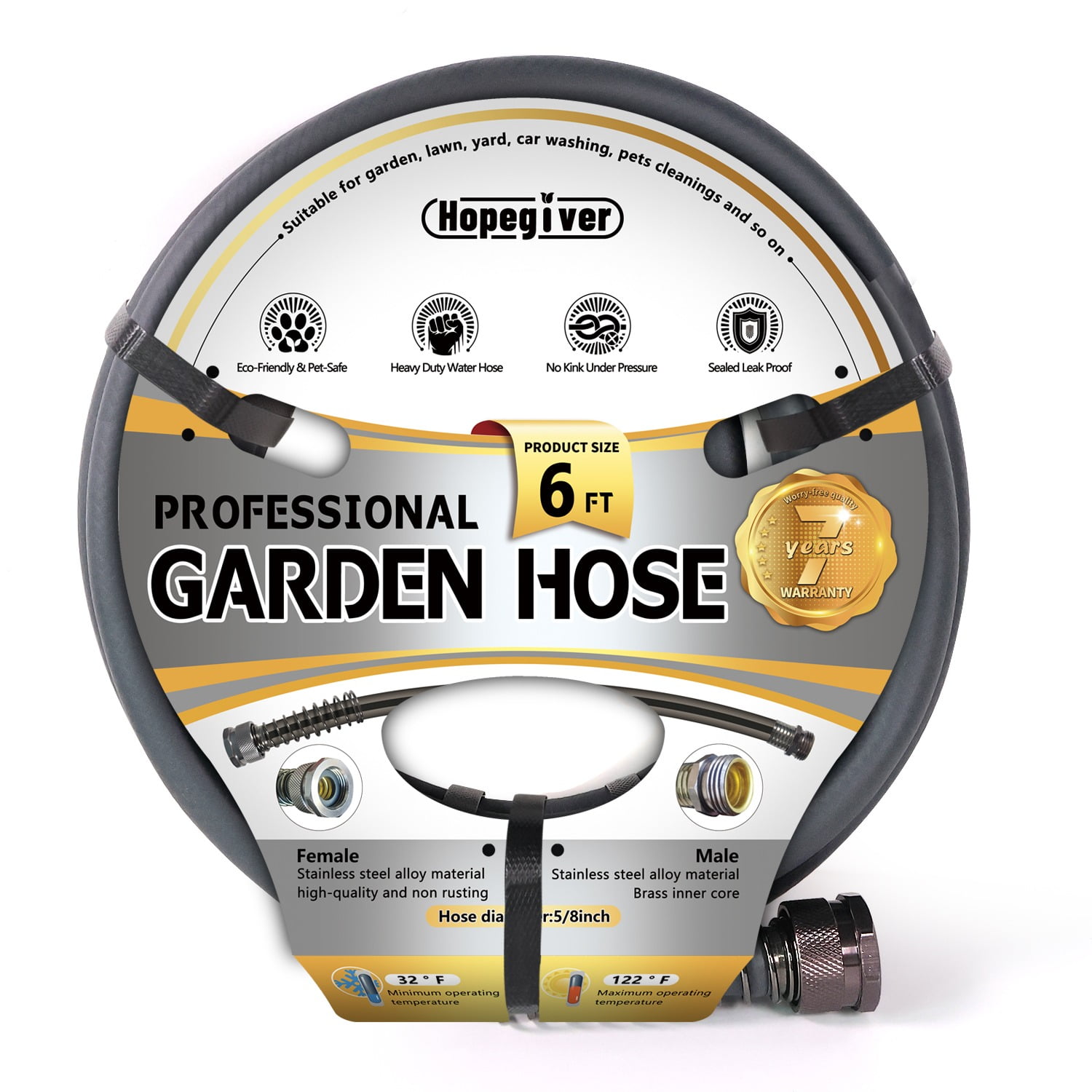 Sunifier Garden Hose 5/8 x 6 FT, Hybrid Flexible Short Water Hose, Kink  Free,Lightweight, Leak proof Garden Hose for Outdoor,Backyard, Lawn, Car  Wash 