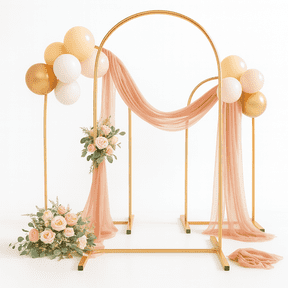 Sunifier Metal Wedding Arch Backdrop Stand Set of 3 (4ft, 5ft, 6ft) with 2 Table Runners, Gold Arch Stand Frame for Birthday Party Wedding Baby Shower Decoration (Gold, 4ft+5ft+6ft)