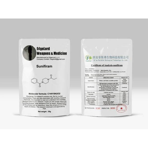 Sunifiram research chemical by EdgeLord, 20g. 99% purity