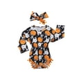 thumbnail image 1 of Sunisery 0-2T Halloween Baby Outfits Newborn Girl Romper Ghost Pumpkin Printed Tassel Bodysuit Jumpsuit Cute Headband 2Pcs Clothes, 1 of 6