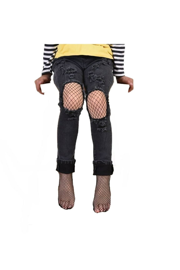 1 Piar of Kids Girls Hollow Out Fishnet Pantyhose Tights Black