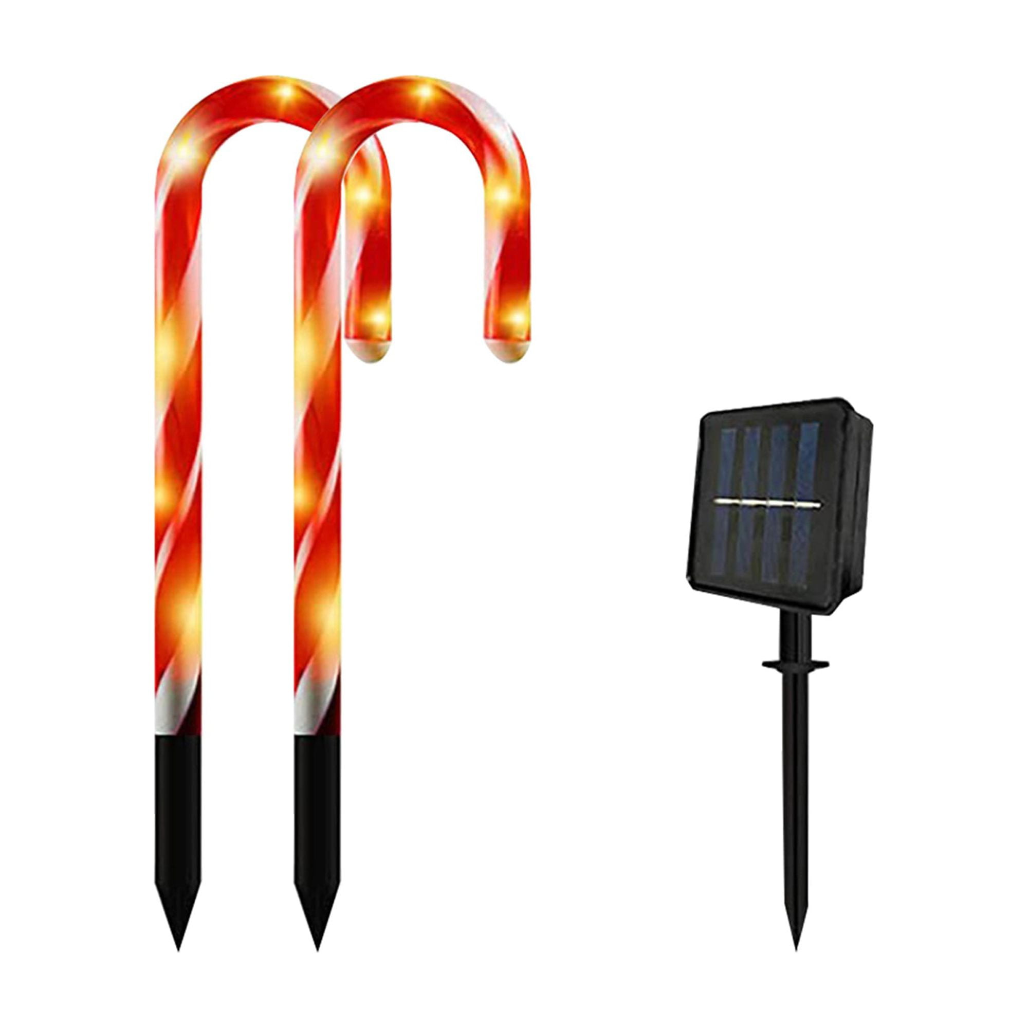 Sunisery 10/12 Pcs Christmas Candy Cane Lights Waterproof Christmas Solar Candy Cane Pathway