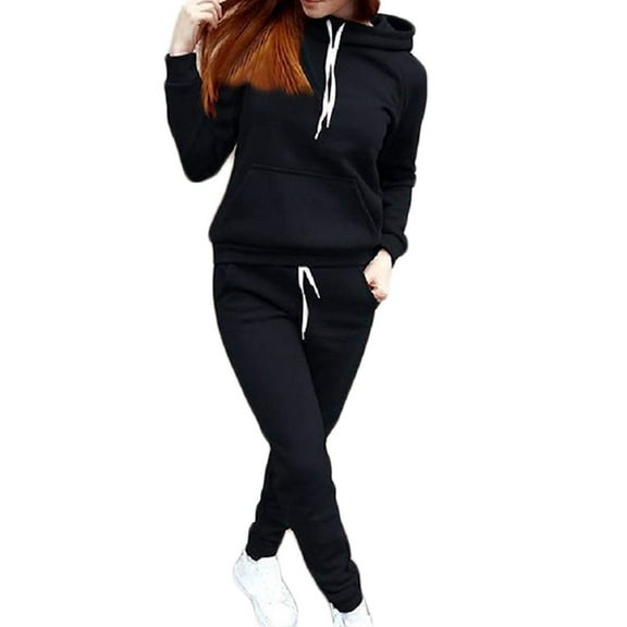 Sunisery 2Pcs Women's Jogger Casual Tracksuit Hoodie Sweatshirt   Pants Sets Sportswear
