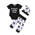 thumbnail image 1 of Sunisery 3Pcs Baby Newborn Infant Boy Bodysuit Summer Short Sleeve Romper +Pants+Beanie Hat Set, 1 of 7