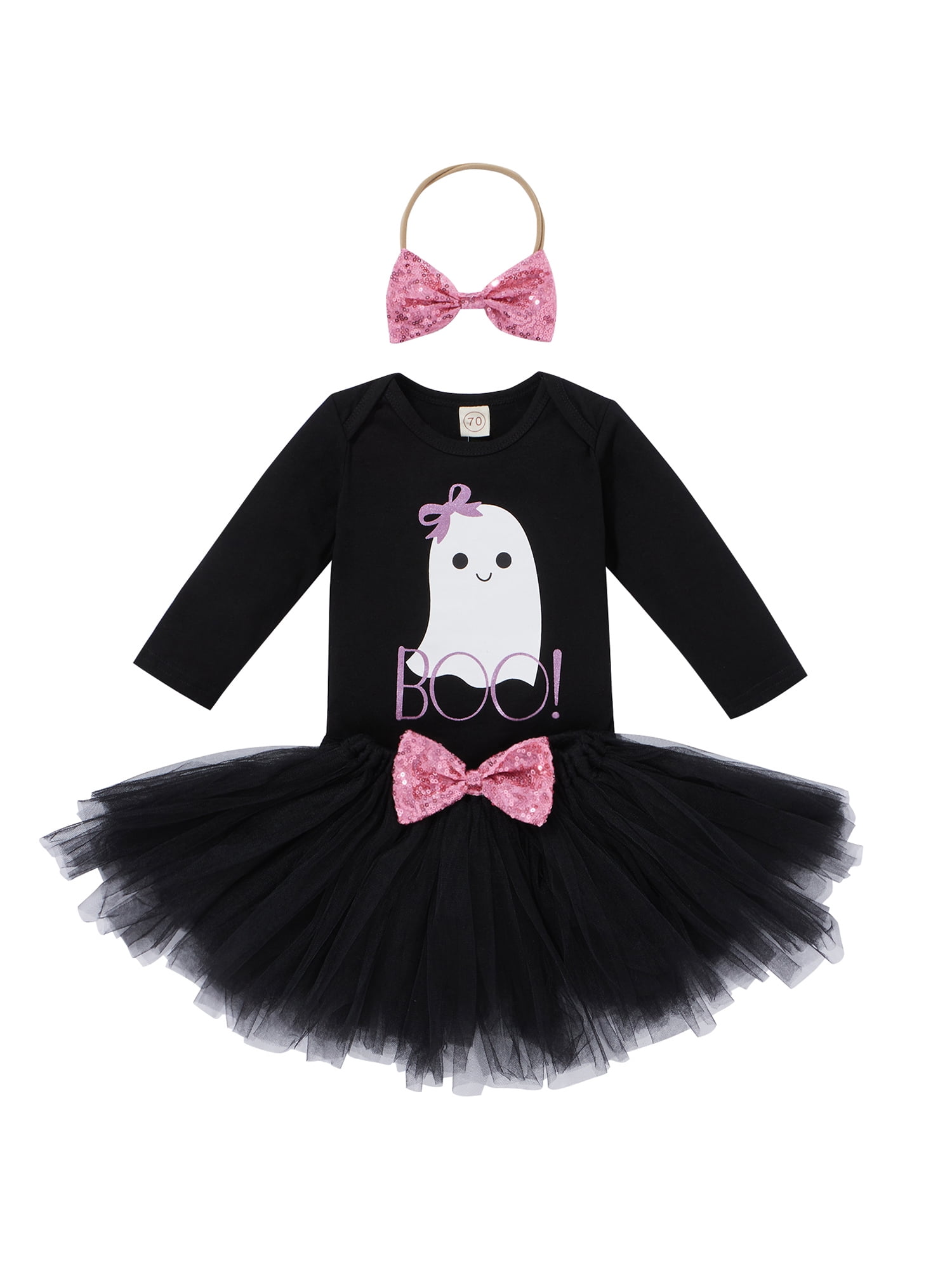 Sunisery 3Pcs Newborn Baby Girls Halloween Clothes Set Long Sleeve