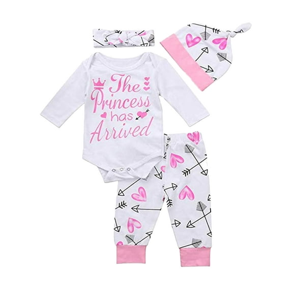 Sunisery 4Pcs/Set Baby Girl Clothes Long Sleeve Romper Bodysuit and Pants Outfit Set, 0-3 Months
