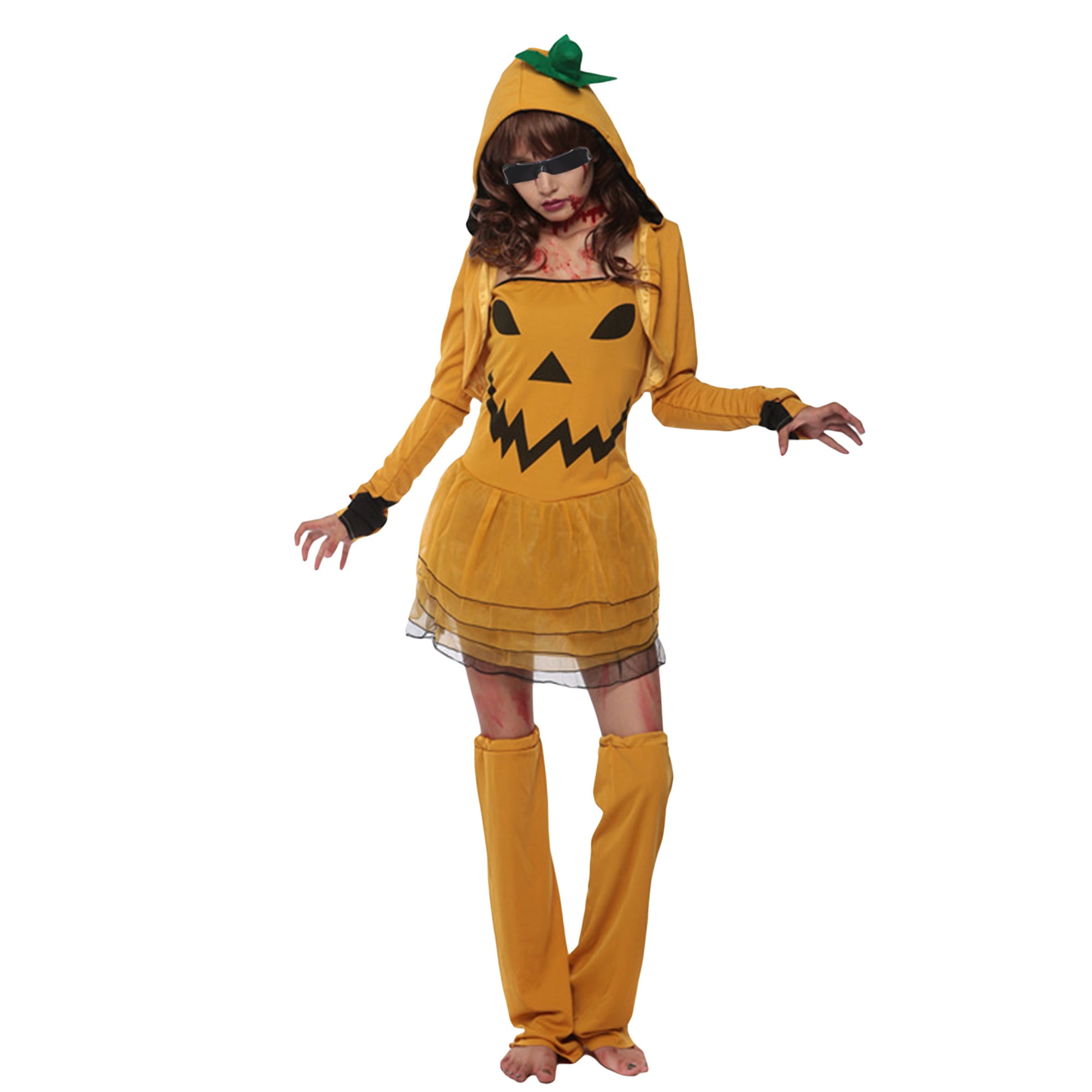 Sunisery Adult Halloween Pumpkin Cosplay Costume Long Sleeve Shrug Crop
