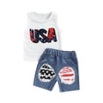 thumbnail image 1 of Sunisery Baby Boy 4th of July Outfits USA Vest Tank Tops + Denim Shorts Independence Day Clothes, 1 of 6