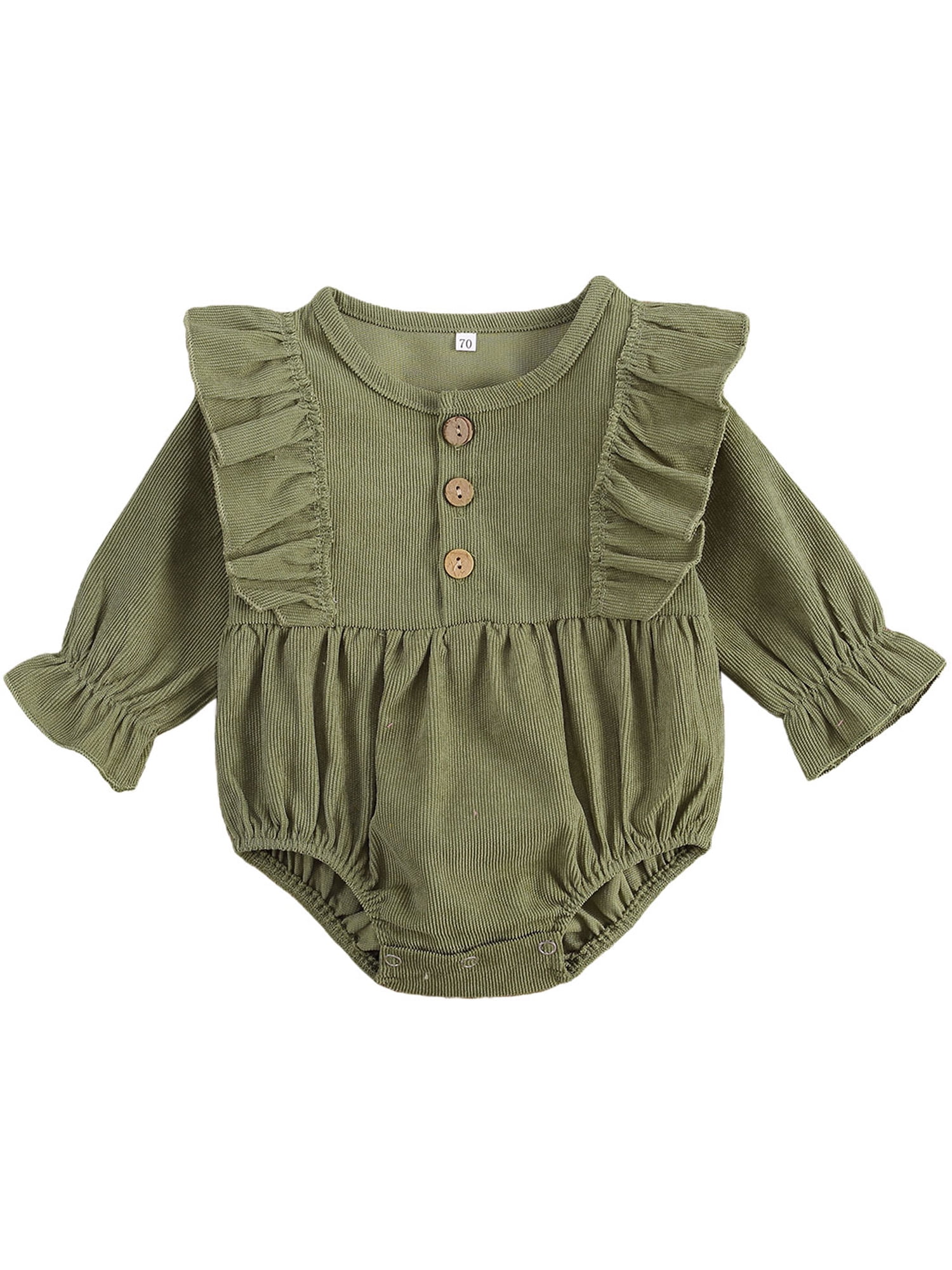 Sunisery Baby Girl Corduroy Romper Basic Plain Ruffle Bodysuit Tops One