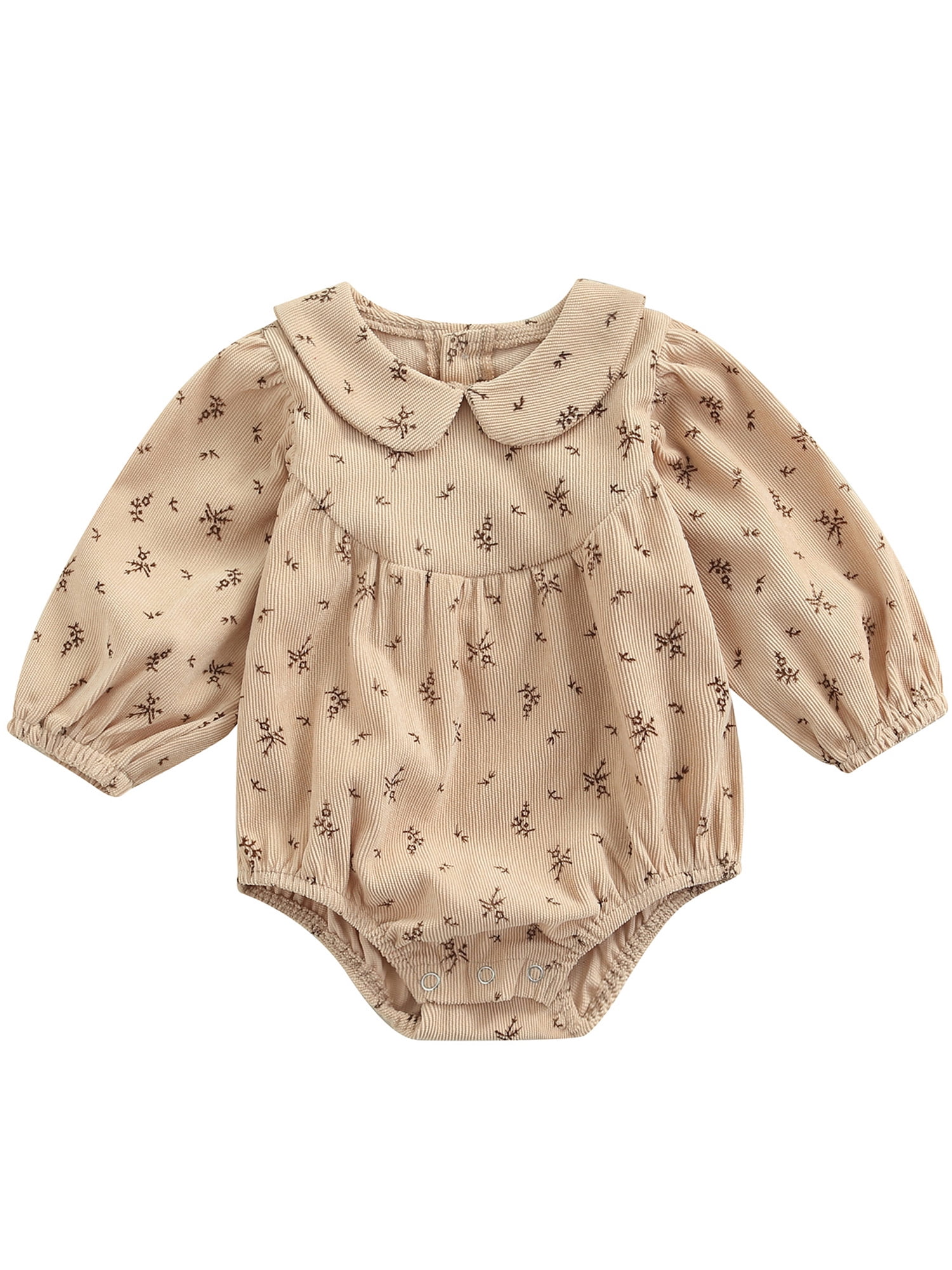 Sunisery Baby Girl Corduroy Romper Basic Plain Ruffle Bodysuit Tops One Piece Jumpsuit