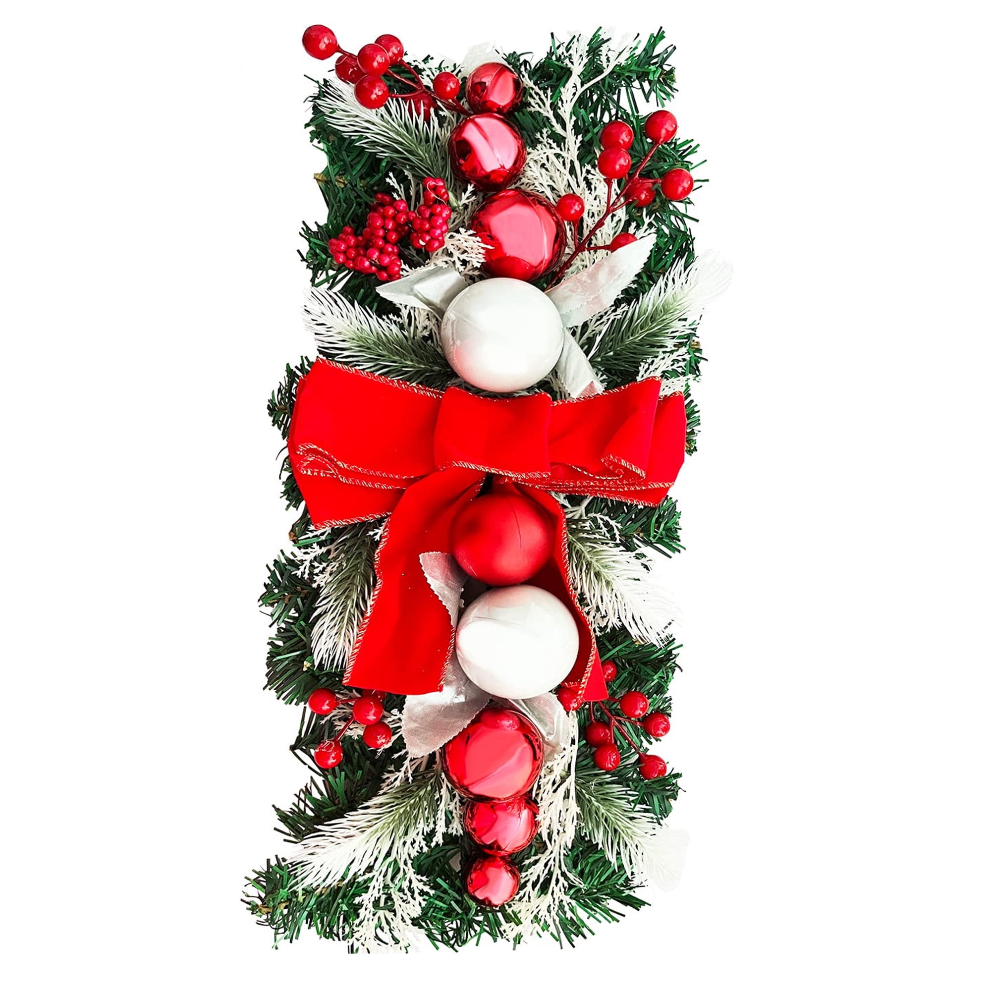 Sunisery Christmas Swags and Garlands with Lights Cordless Stairway