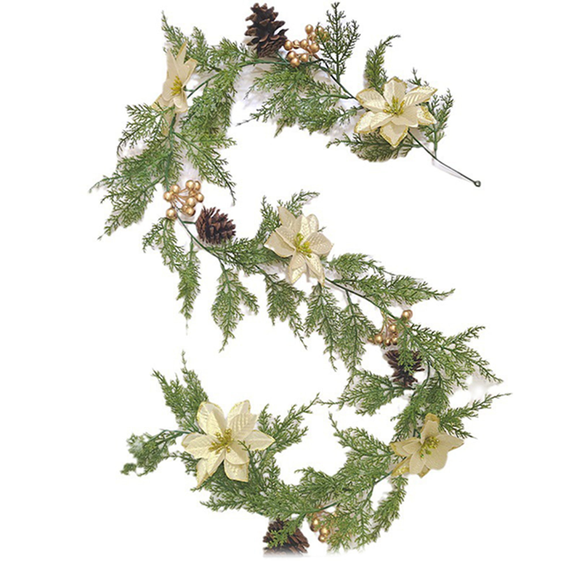 Sunisery Christmas Vine Garland Hanging Artificial Greenery Wreath for Door