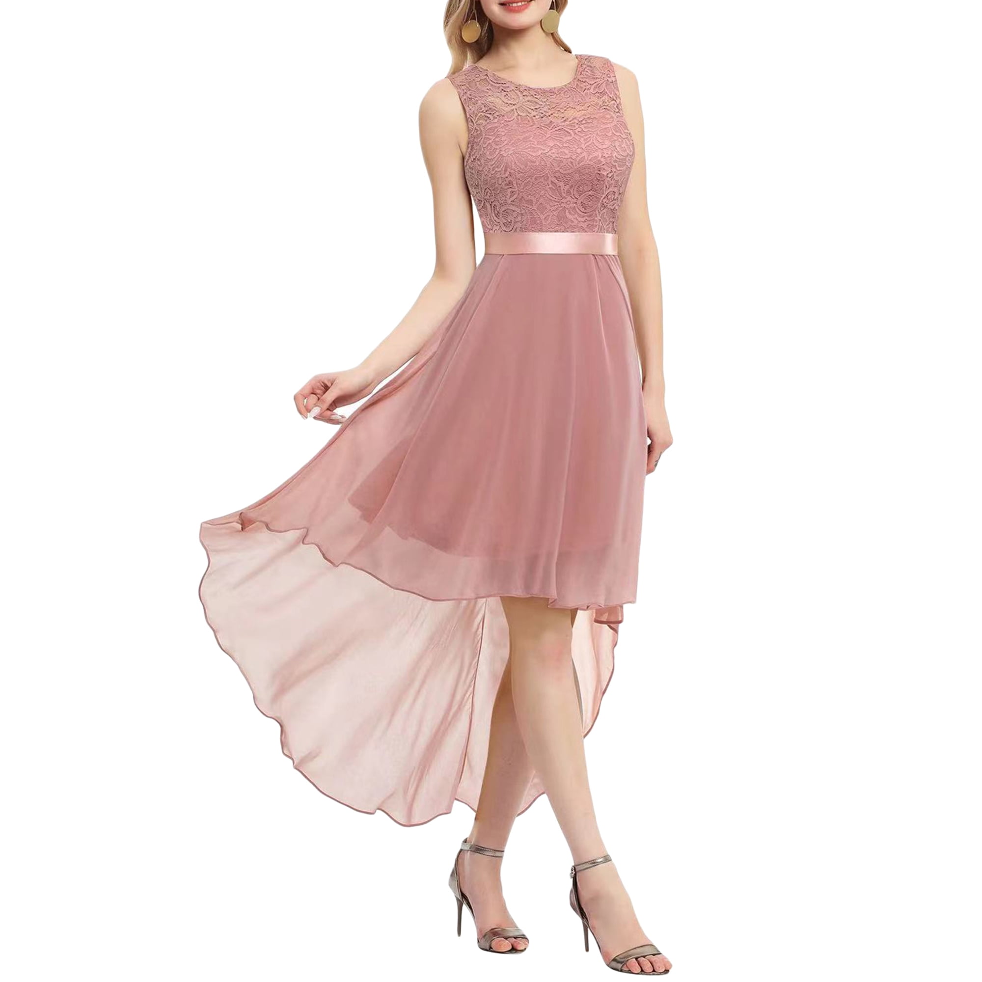 Sunisery Cocktail Dresses for Women Lace Patchwork Chiffon Wedding Guest  Dresses - Walmart.com