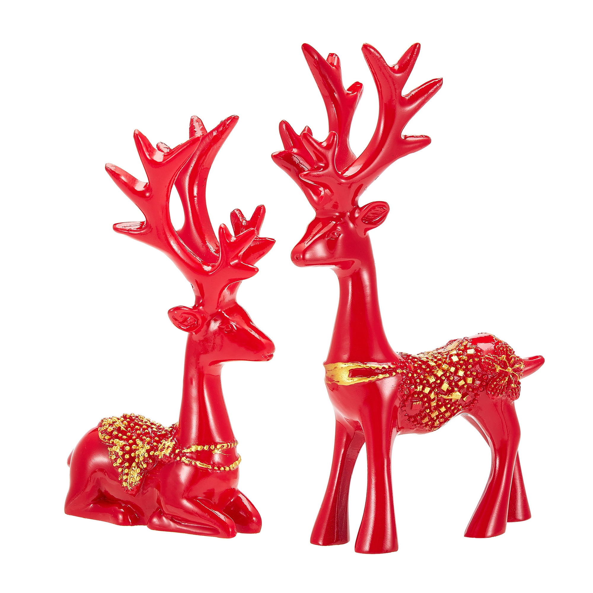 Sunisery Elk Figurines Modern Sitting and Standing Deer Statues Desktop