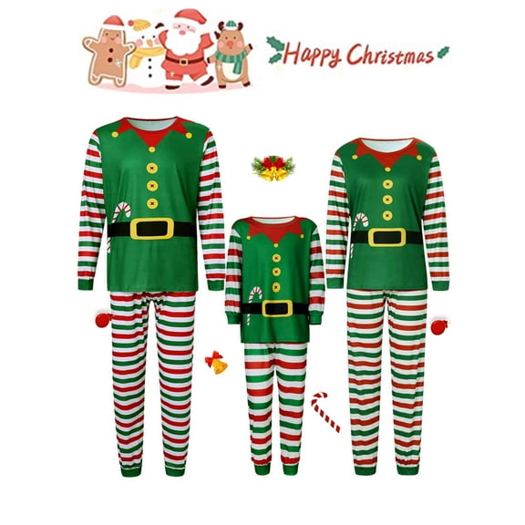 Sunisery Family Christmas Pajamas Matching Sets Santa Claus Elf Outfit for for Adults Kids Baby Holiday Xmas Jammies Sleepwear