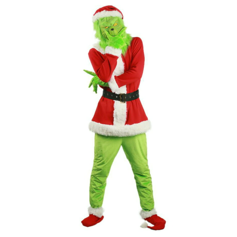 Sunisery Halloween Christmas Santa Costume Adult Grinch Stole Cosplay  Costume Christmas Outfits With Mask 