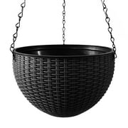Sunisery Hanging Baskets Flower Pots Artificial Rattan Planter Basket with 3 Chains Hanging Buckets