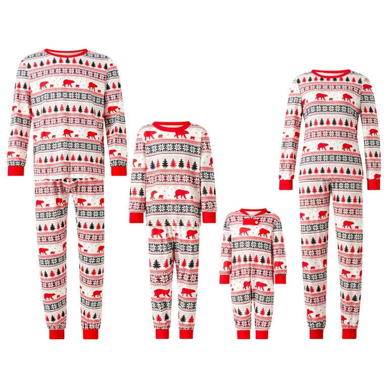 Sunisery Holiday Family Pajamas Matching Sets Christmas PJs with Mama Bear Printed Romper Plaid Pants Sleepwear Walmart