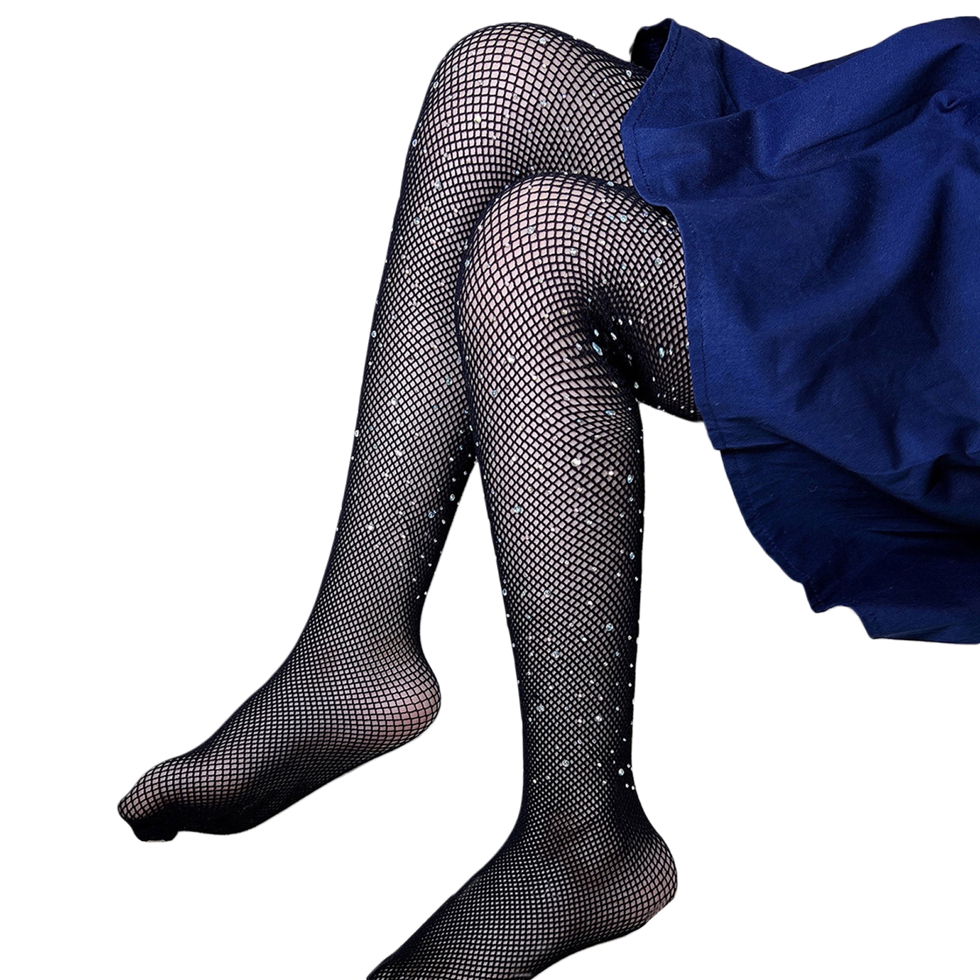 Women Fishnet Tights Sparkle Rhinestone Girls Fashion Pantyhole Tights High  Waist Stockings