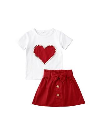  Toddler Girls Clothes Set Heart Print Girls Valentine's Day  Clothing Long Sleeve Sweatshirt Tops and Skirt Sets 2 Pcs Baby Pant Set for Kids  Size 6-7 Years: Clothing, Shoes & Jewelry